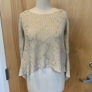 Cute Cross- Open Back - cream with Gold sweater